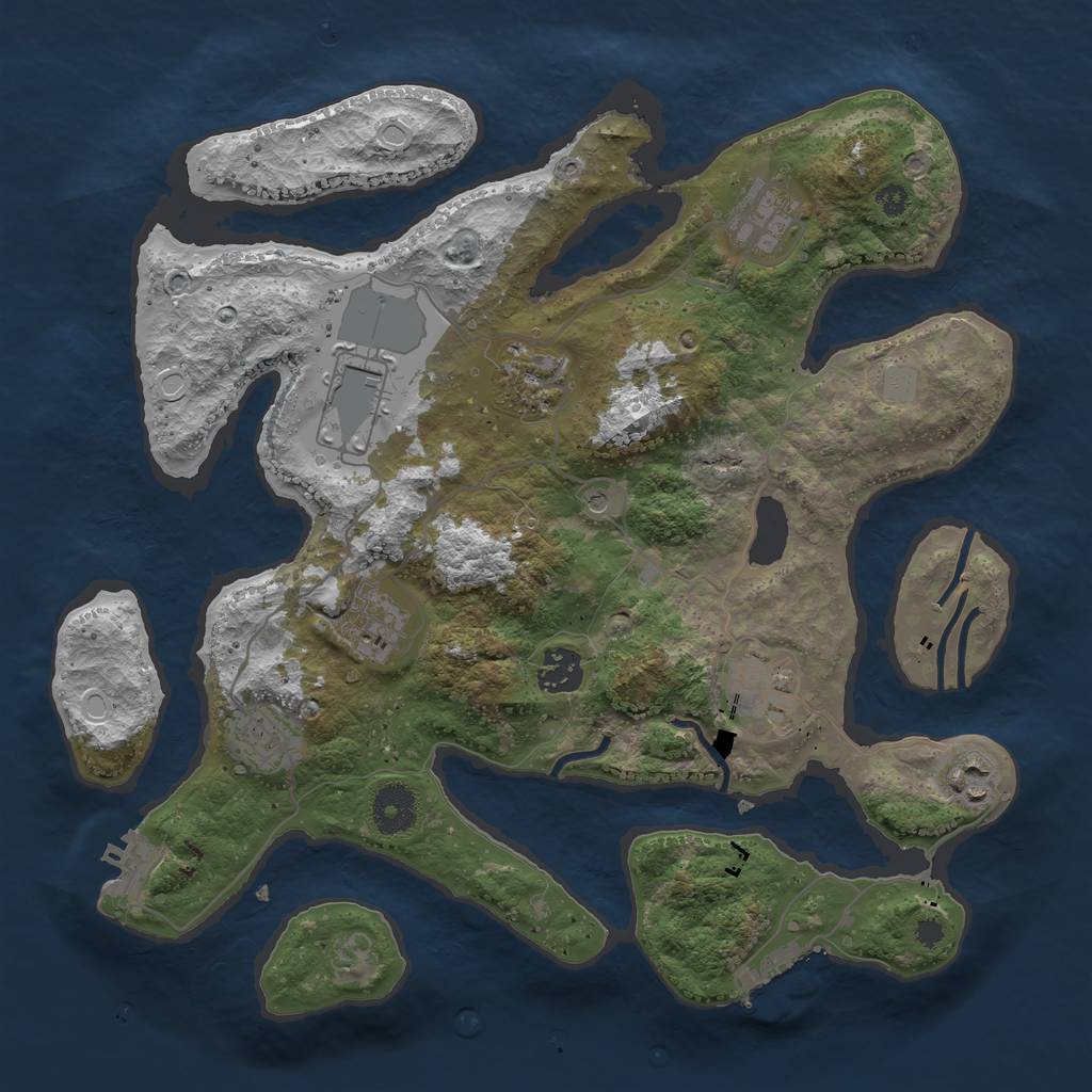 Rust Map: Procedural Map, Size: 3500, Seed: 1721505354, 16 Monuments