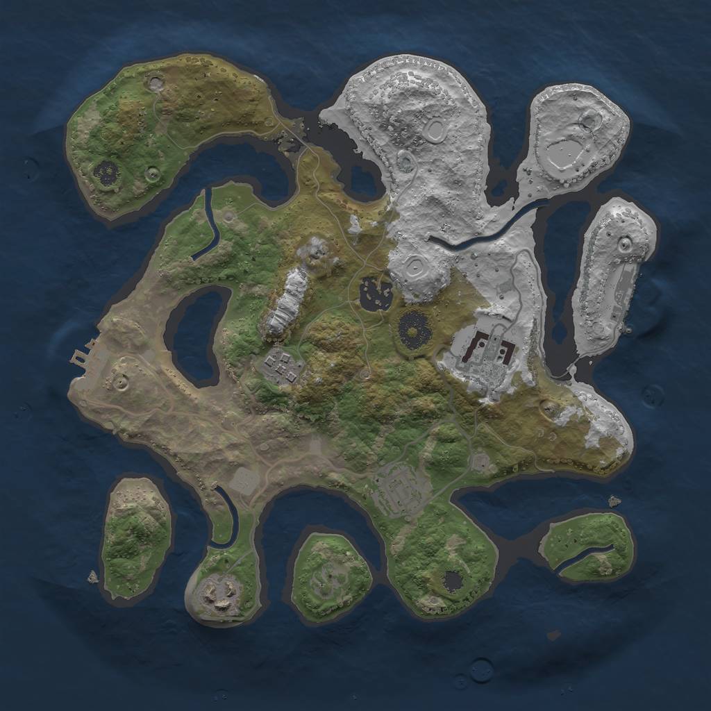 Rust Map: Procedural Map, Size: 3000, Seed: 1094348907, 12 Monuments