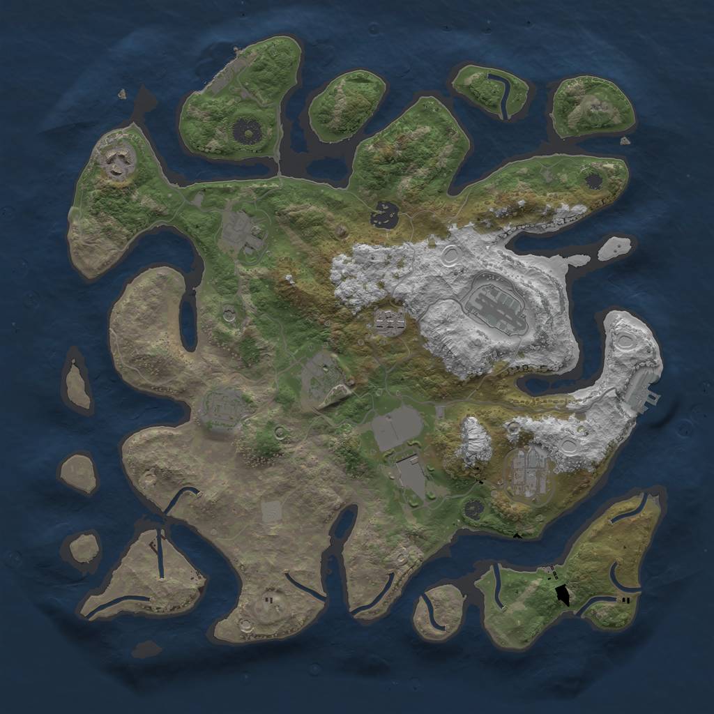 Rust Map: Procedural Map, Size: 3750, Seed: 499097865, 17 Monuments