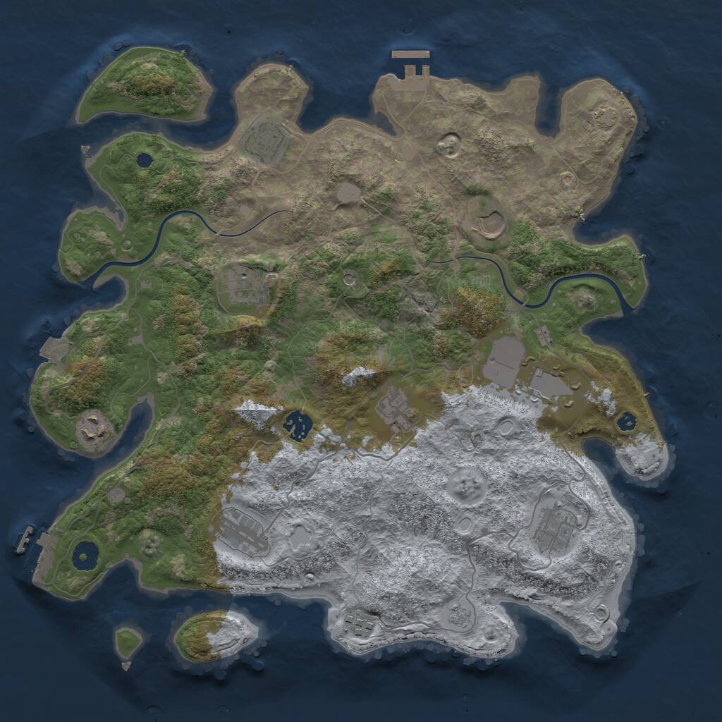 Rust Map: Procedural Map, Size: 3850, Seed: 379737203, 16 Monuments