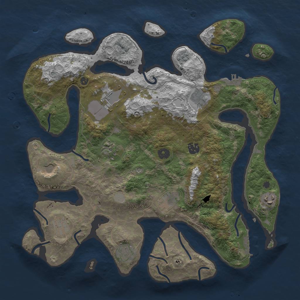 Rust Map: Procedural Map, Size: 3850, Seed: 714421776, 18 Monuments