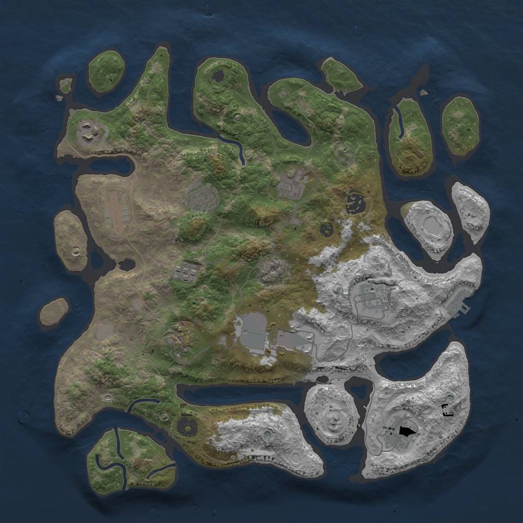 Rust Map: Procedural Map, Size: 3750, Seed: 286389740, 16 Monuments