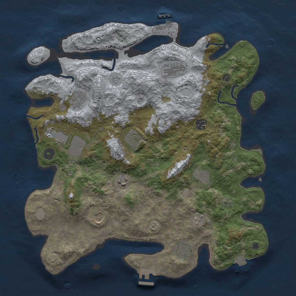 Rust Map: Procedural Map, Size: 3950, Seed: 1967588543, 16 Monuments