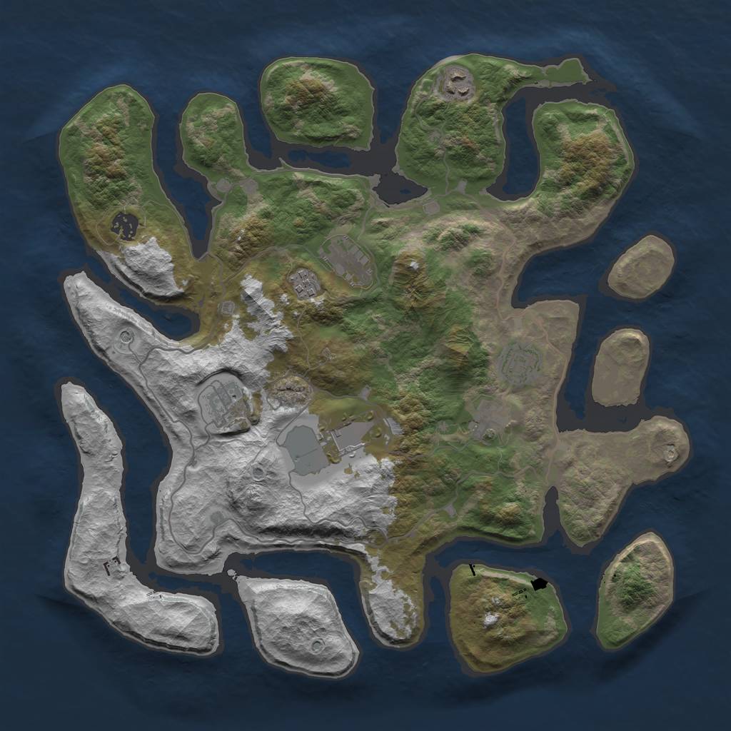 Rust Map: Barren, Size: 4000, Seed: 1056, 11 Monuments