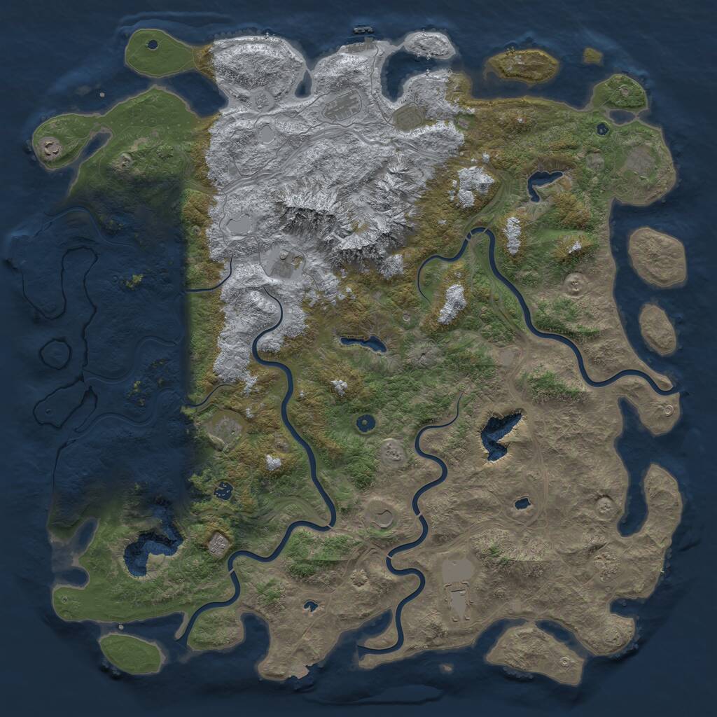 Rust Map: Procedural Map, Size: 6000, Seed: 1718687919, 17 Monuments