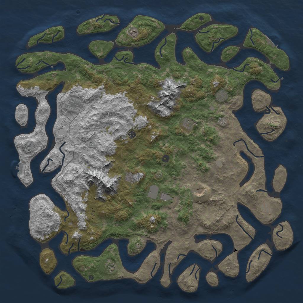 Rust Map: Procedural Map, Size: 6000, Seed: 123445, 19 Monuments