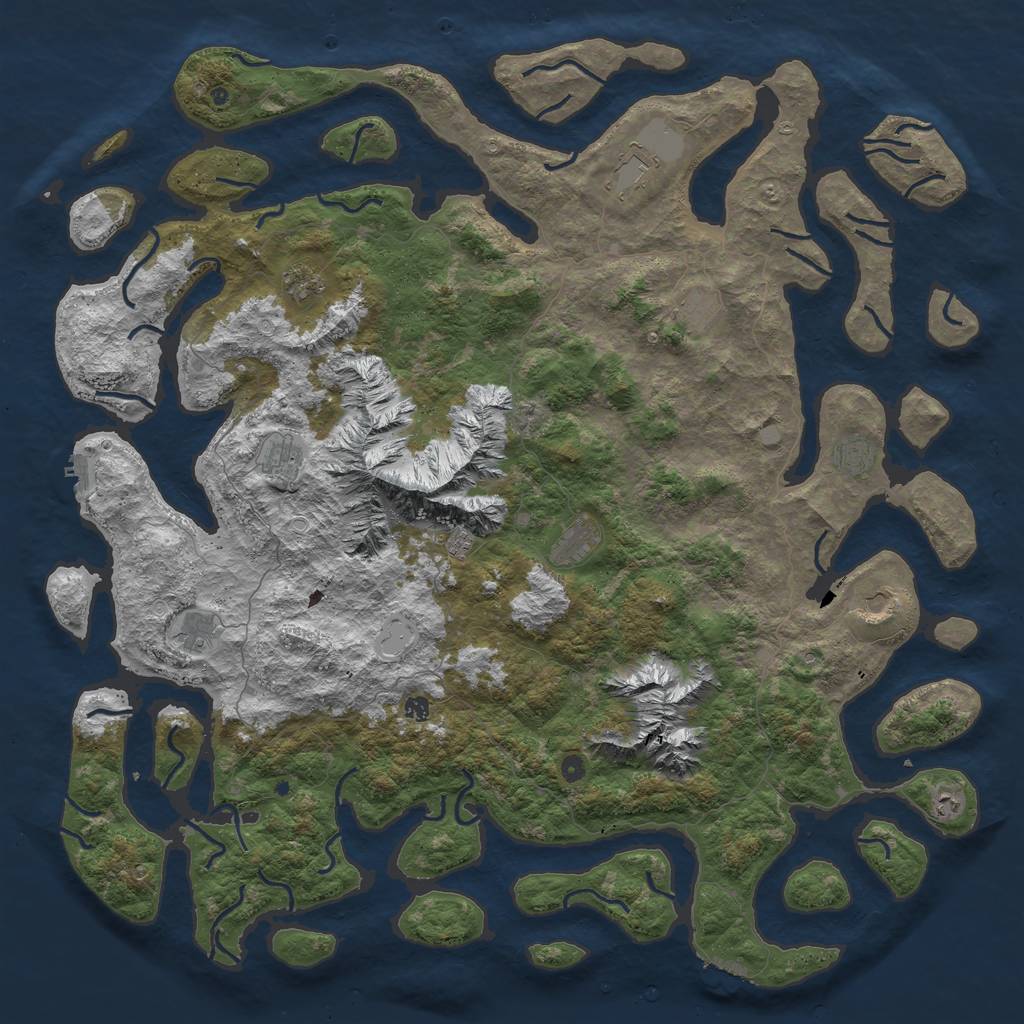 Rust Map: Procedural Map, Size: 6000, Seed: 7081994, 19 Monuments