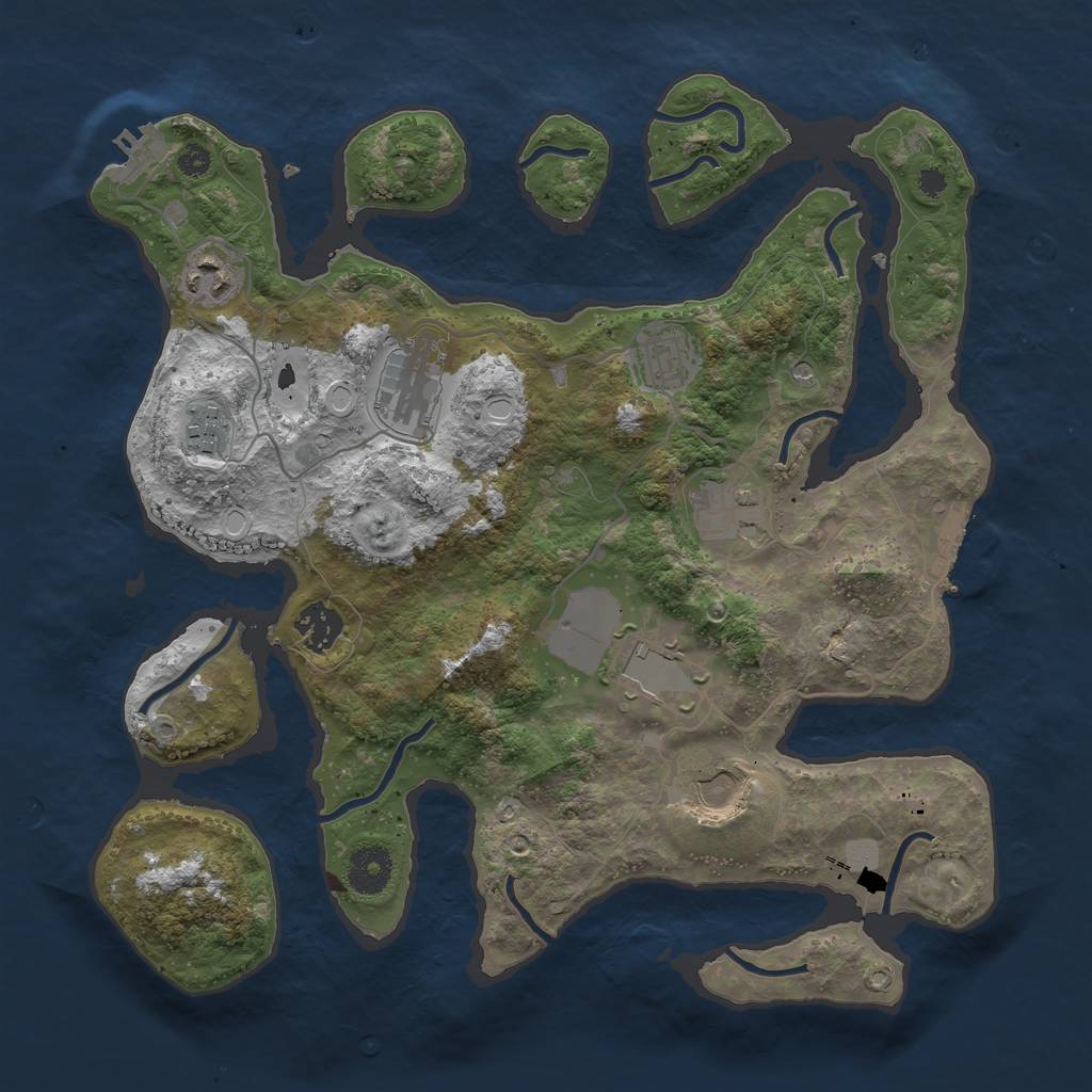 Rust Map: Procedural Map, Size: 3500, Seed: 143264884, 16 Monuments