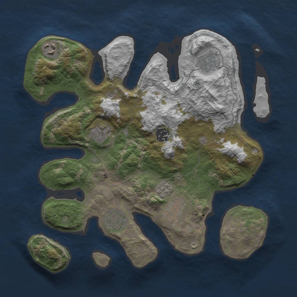 Rust Map: Barren, Size: 3250, Seed: 48512365, 10 Monuments