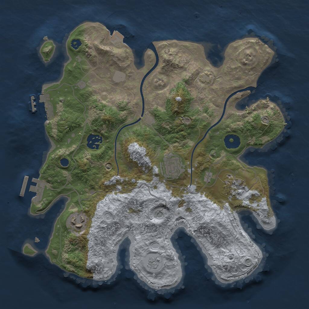 Rust Map: Procedural Map, Size: 3000, Seed: 105944284, 10 Monuments