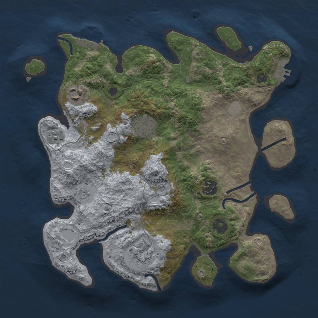 Rust Map: Procedural Map, Size: 3100, Seed: 4123, 12 Monuments