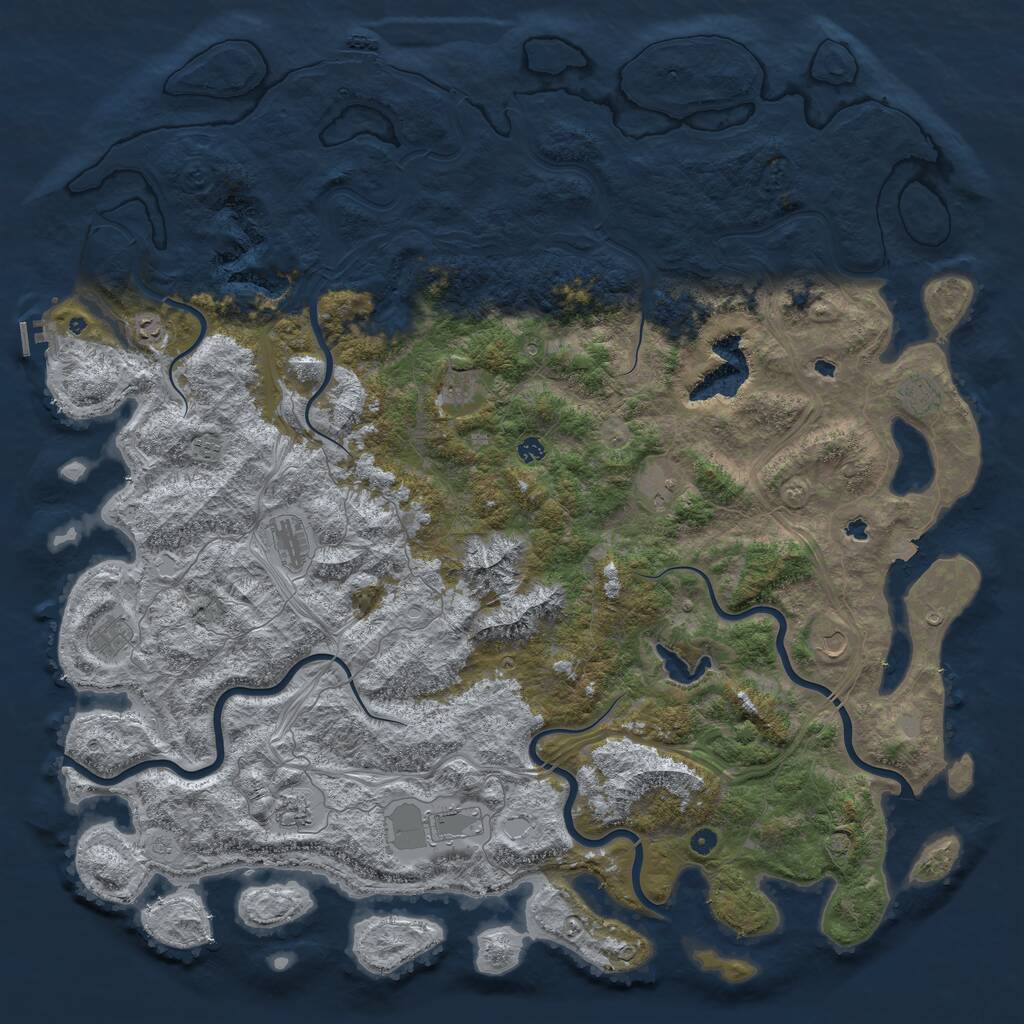Rust Map: Procedural Map, Size: 6000, Seed: 373, 17 Monuments