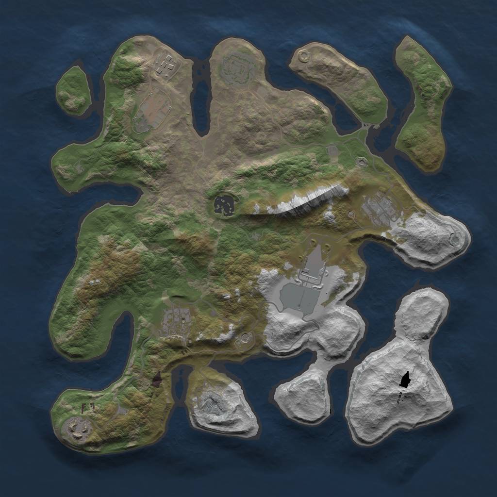Rust Map: Barren, Size: 3500, Seed: 76924954, 11 Monuments