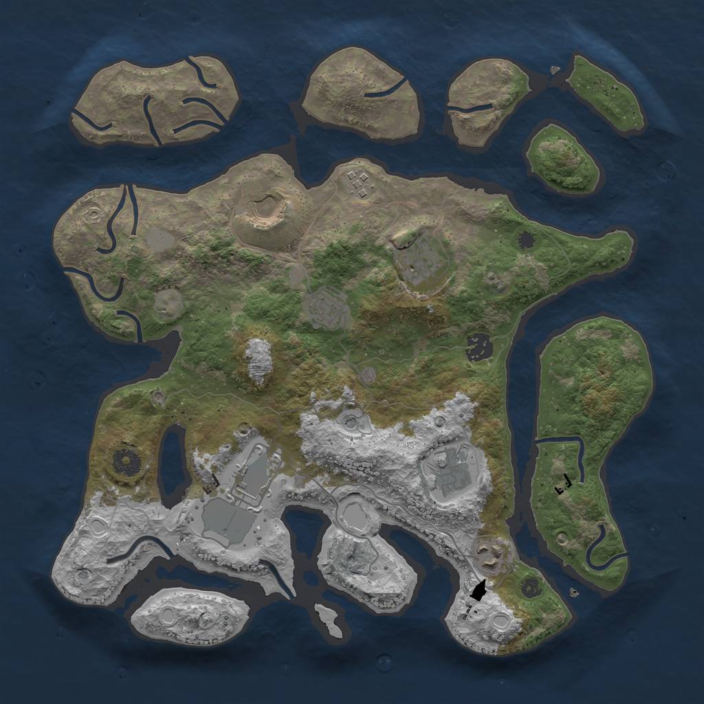 Rust Map: Procedural Map, Size: 3700, Seed: 4468, 14 Monuments
