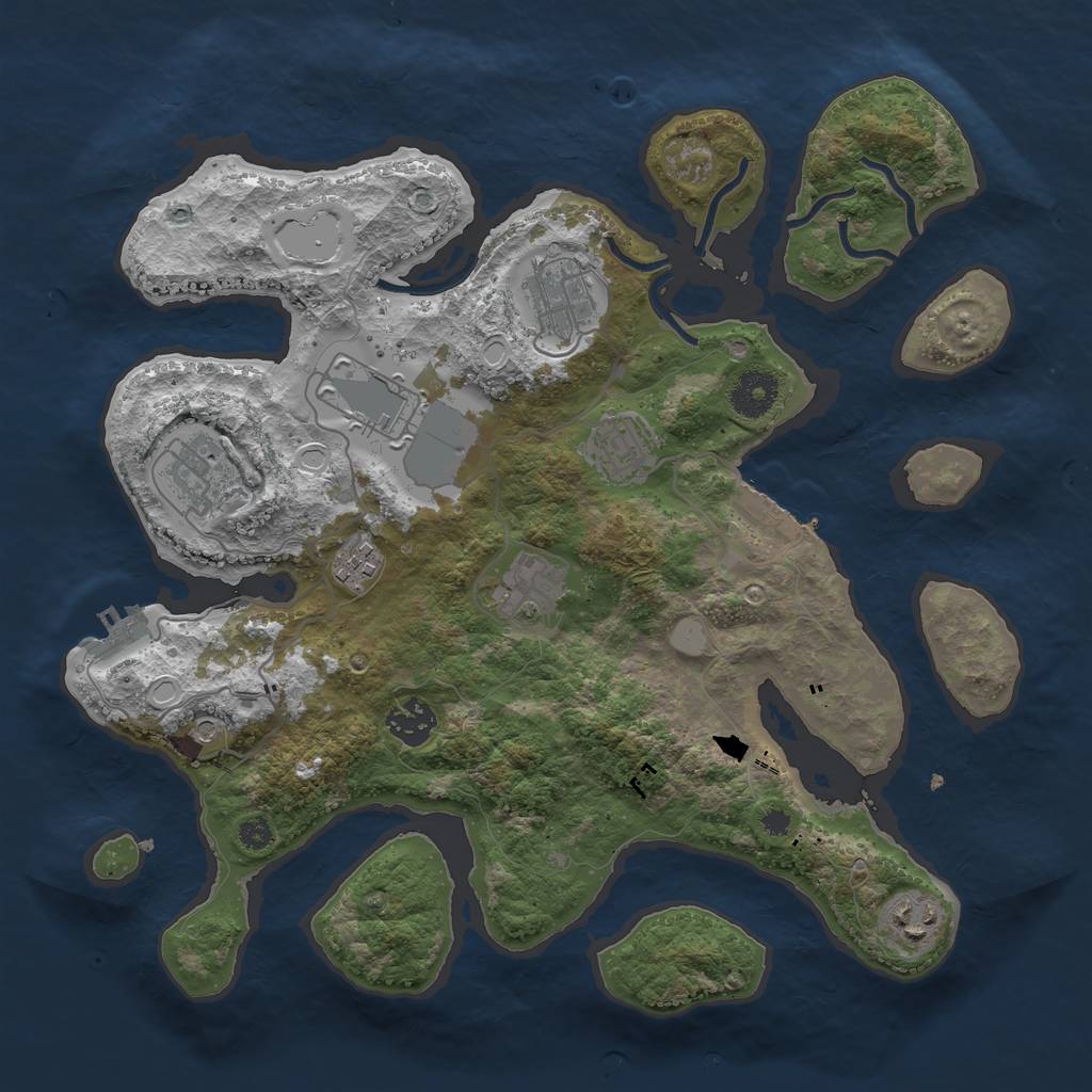Rust Map: Procedural Map, Size: 3500, Seed: 461986879, 16 Monuments