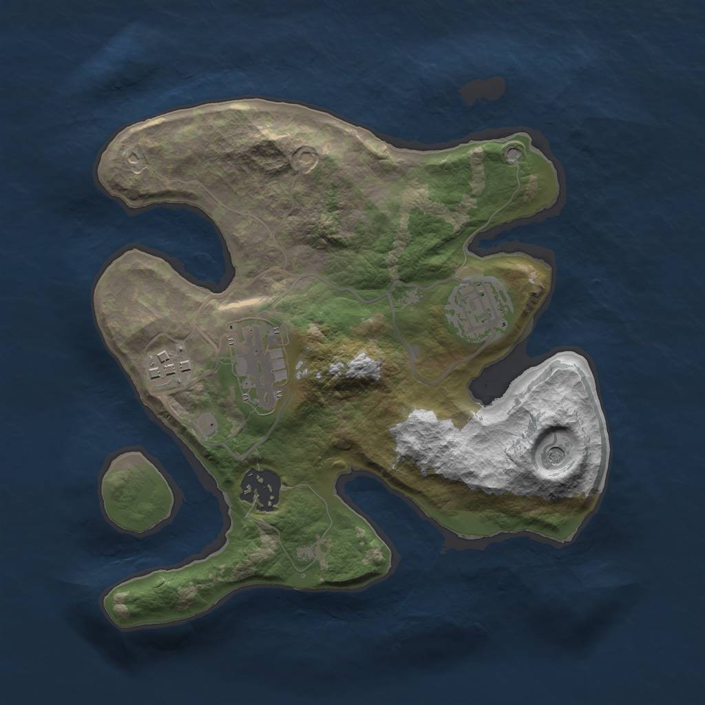 Rust Map: Barren, Size: 2500, Seed: 3545, 7 Monuments