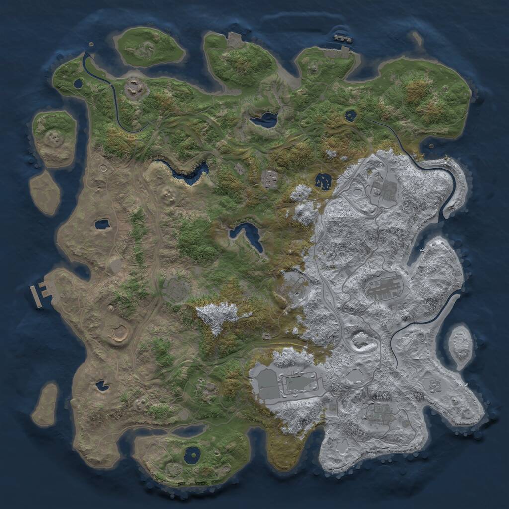 Rust Map: Procedural Map, Size: 4500, Seed: 1448020459, 17 Monuments
