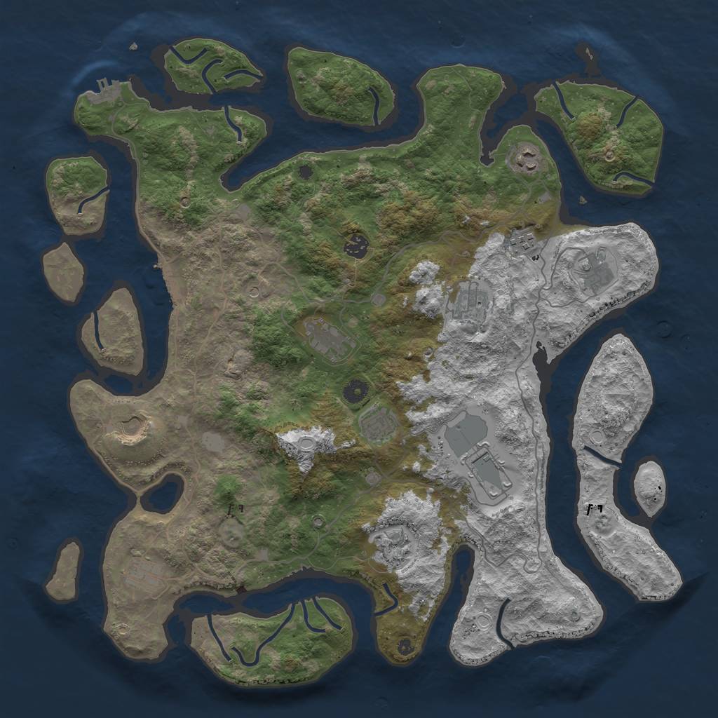 Rust Map: Procedural Map, Size: 4500, Seed: 1448020459, 19 Monuments