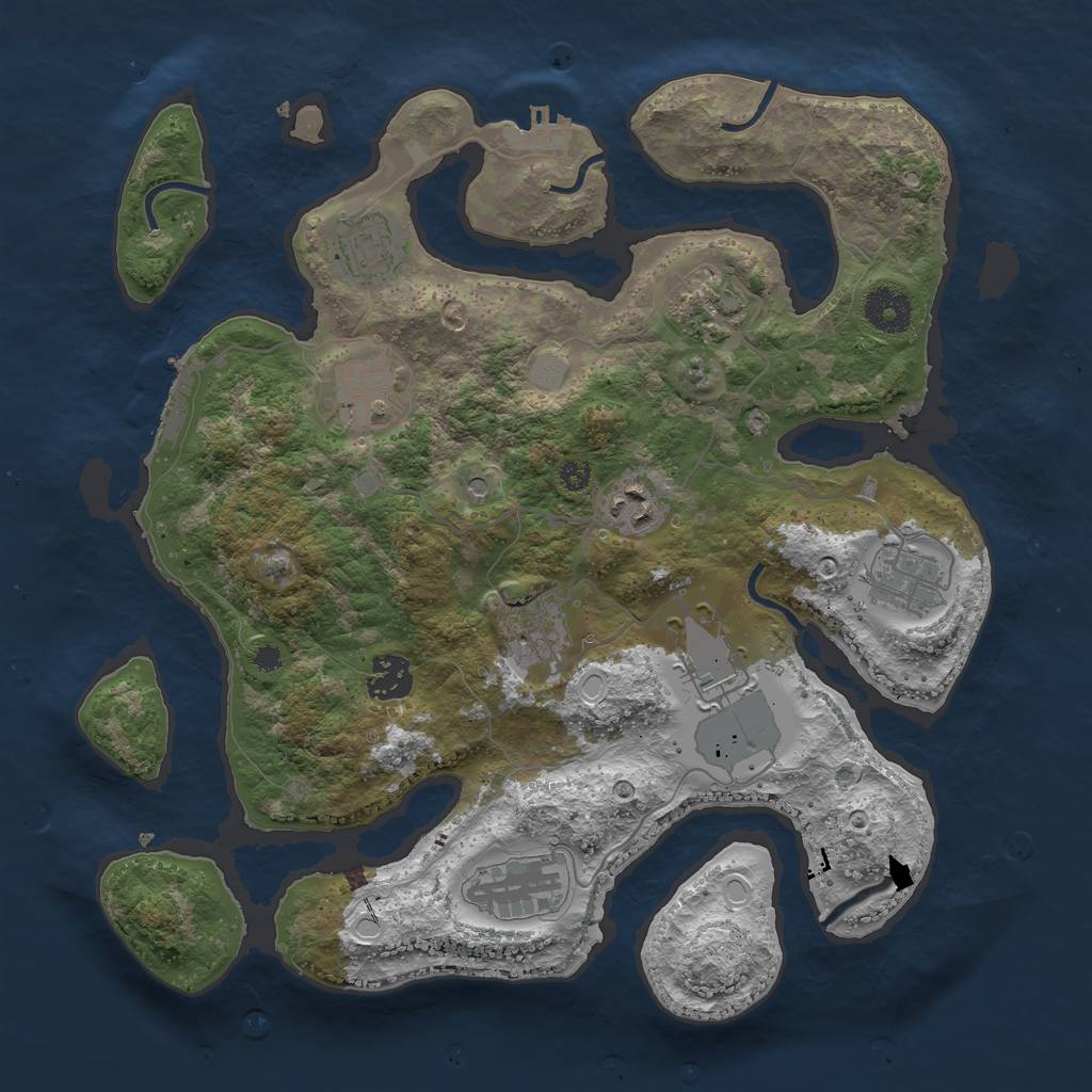 Rust Map: Procedural Map, Size: 3500, Seed: 347153884, 17 Monuments