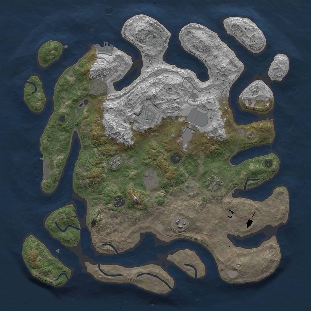 Rust Map: Procedural Map, Size: 4000, Seed: 35876309, 16 Monuments