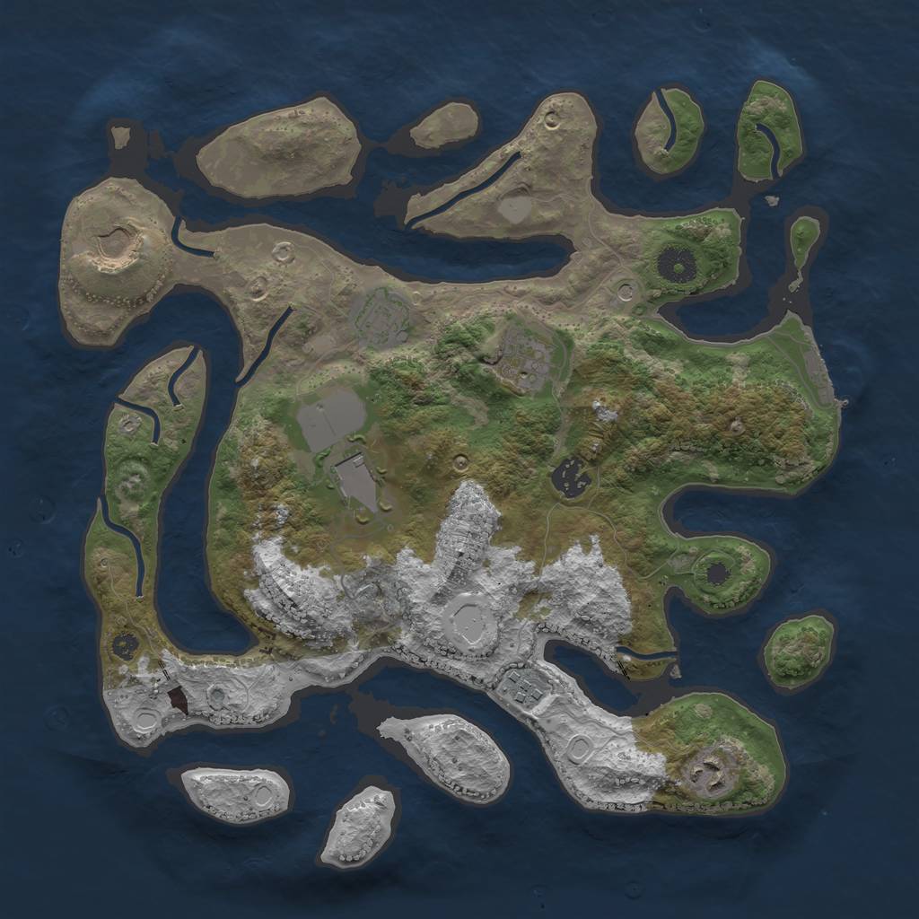 Rust Map: Procedural Map, Size: 3600, Seed: 395959, 14 Monuments