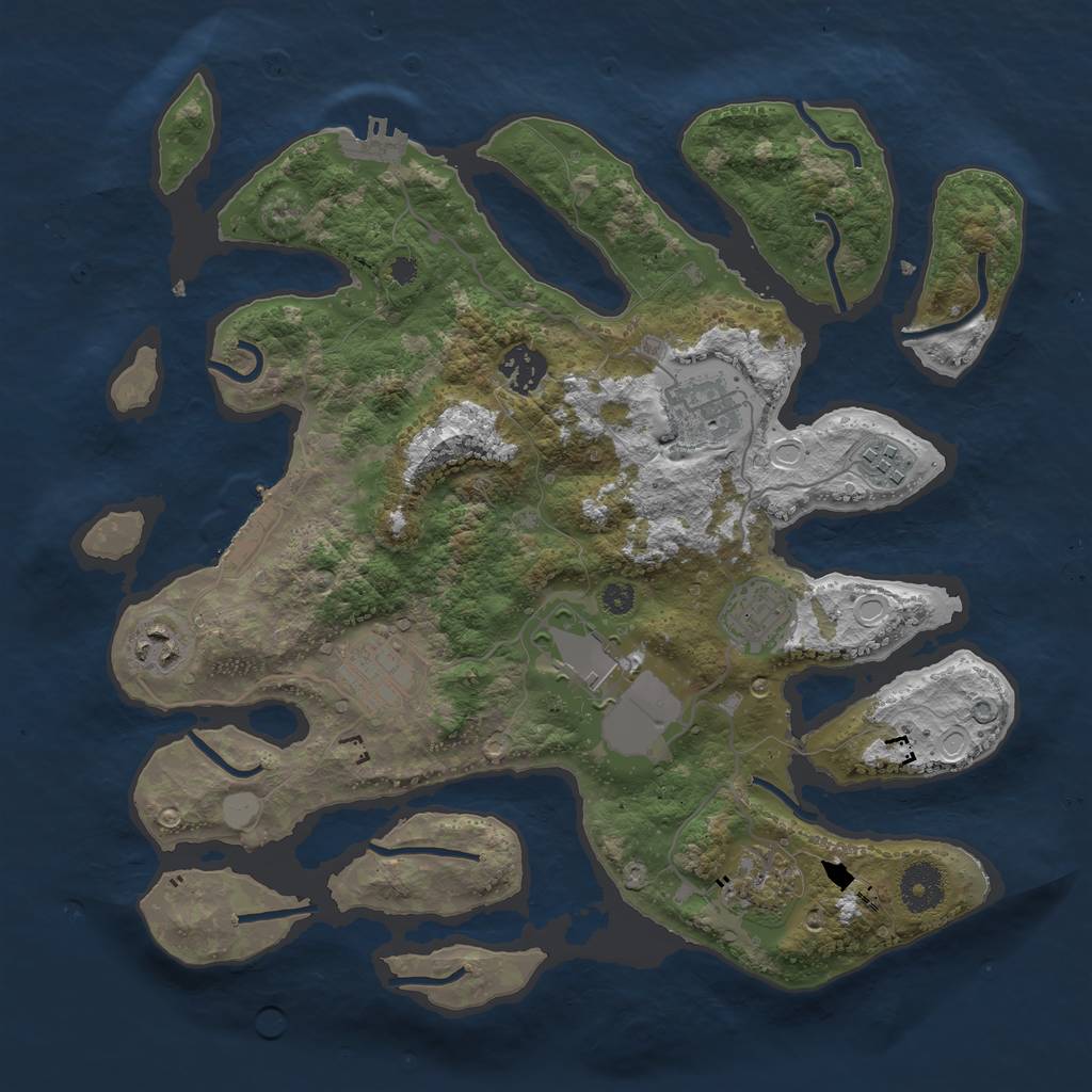 Rust Map: Procedural Map, Size: 3500, Seed: 666420, 15 Monuments