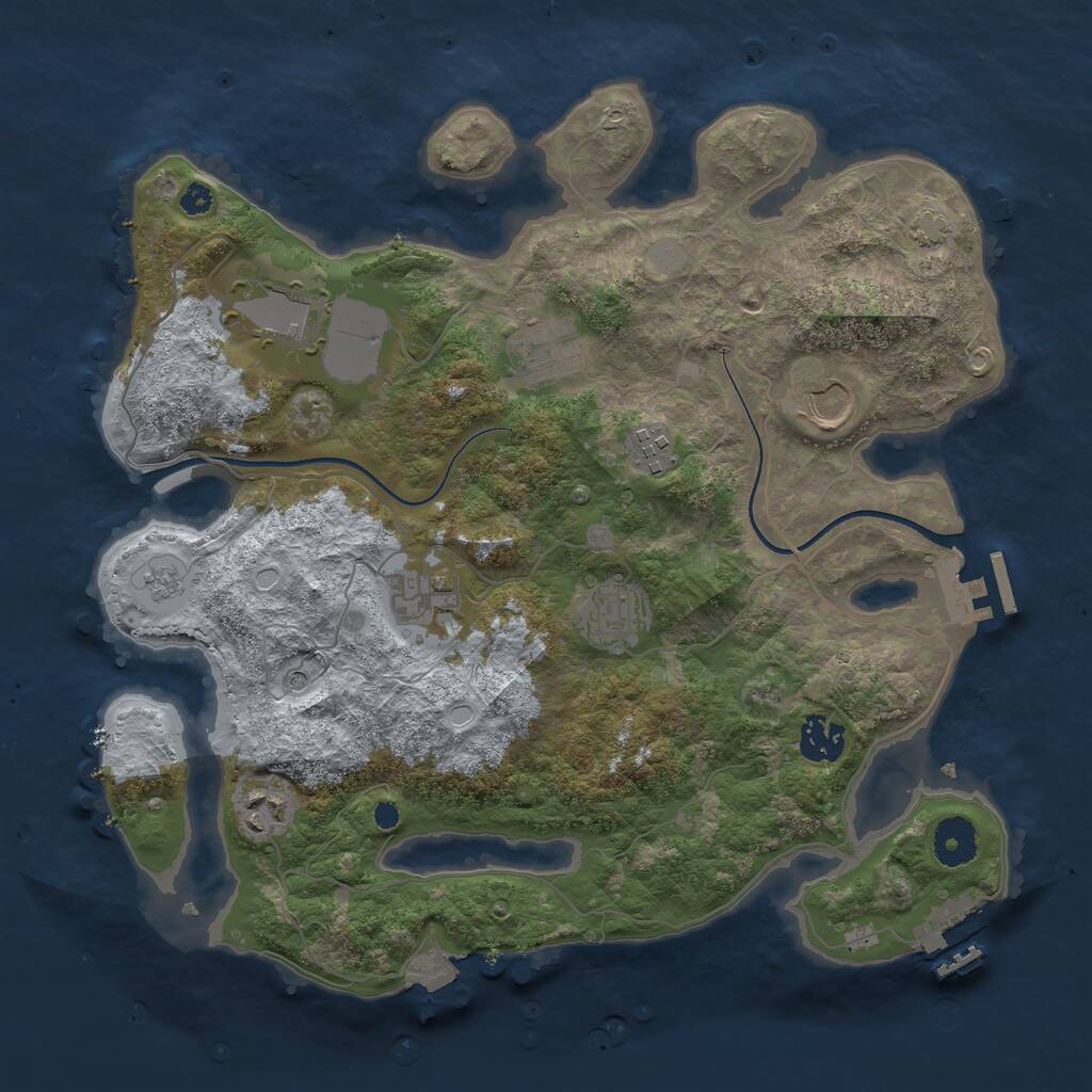 Rust Map: Procedural Map, Size: 3500, Seed: 21105756, 14 Monuments