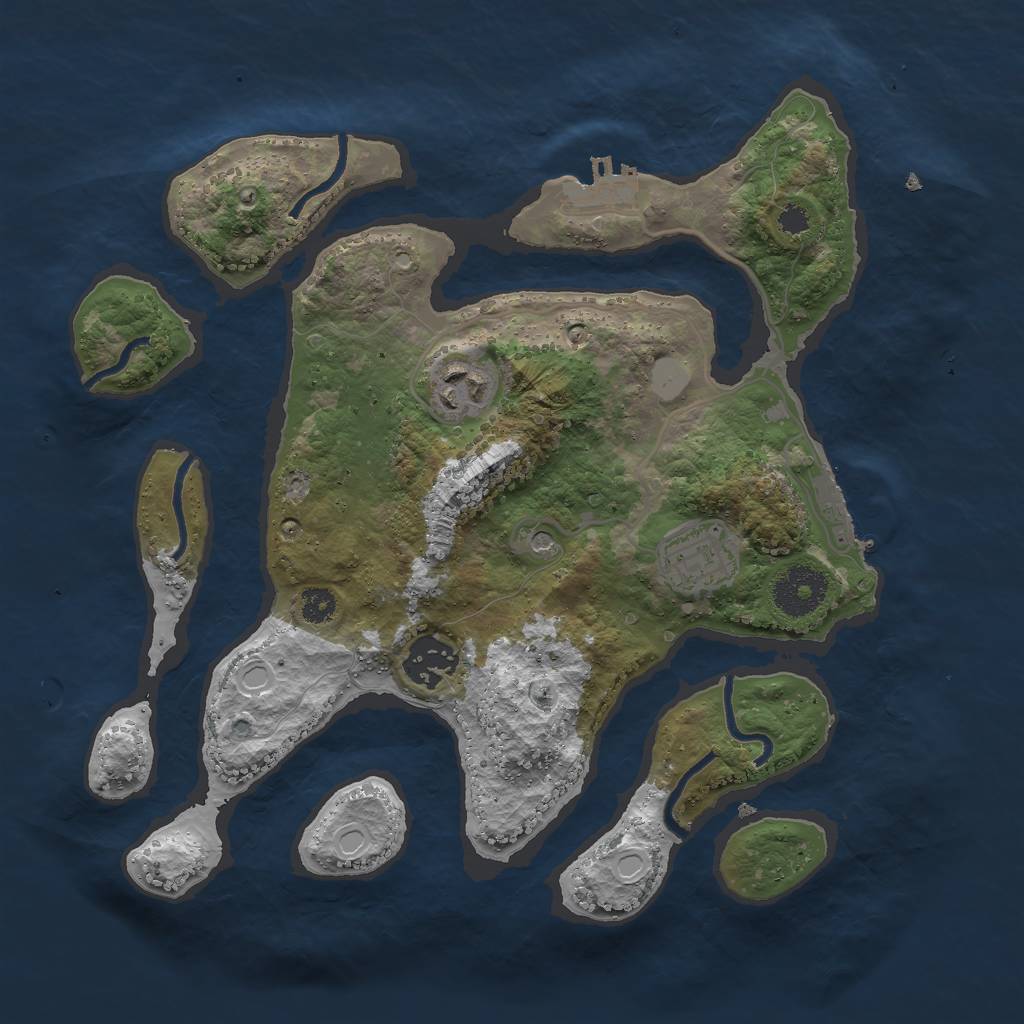 Rust Map: Procedural Map, Size: 3000, Seed: 1377471899, 11 Monuments