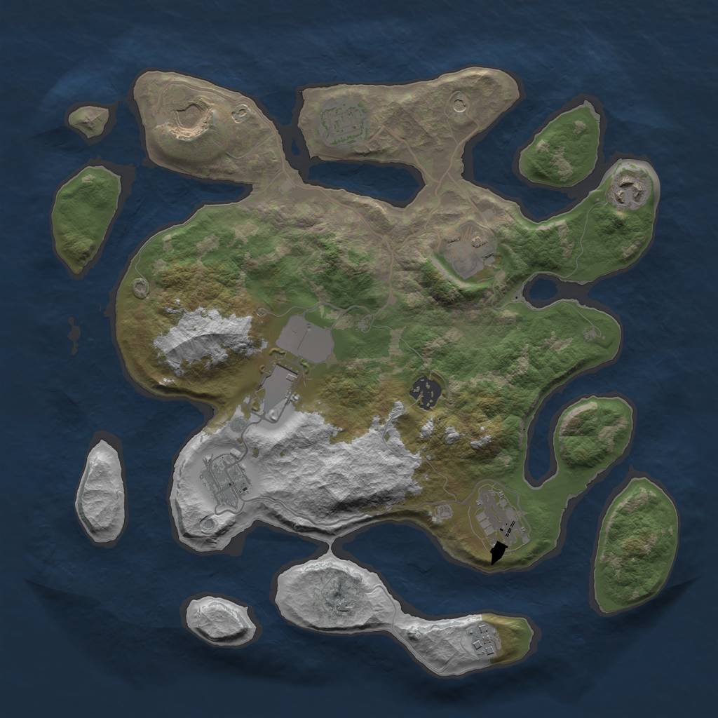 Rust Map: Barren, Size: 3500, Seed: 1628283141, 12 Monuments