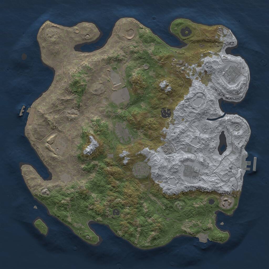 Rust Map: Procedural Map, Size: 3850, Seed: 1909874251, 17 Monuments