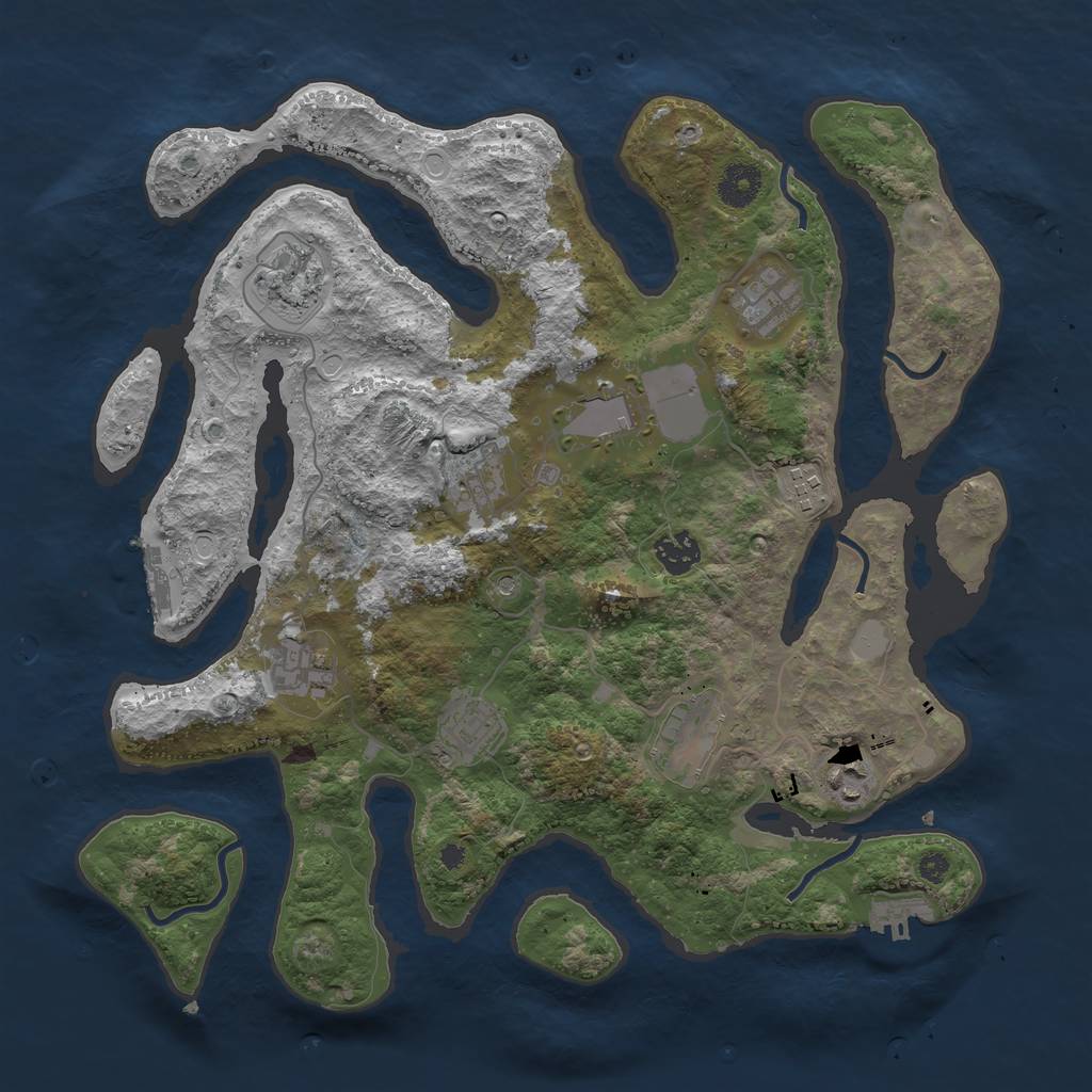 Rust Map: Procedural Map, Size: 3750, Seed: 580370337, 18 Monuments