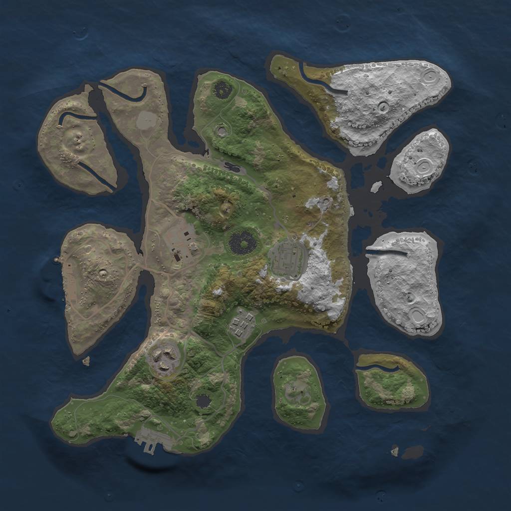 Rust Map: Procedural Map, Size: 3000, Seed: 208284, 11 Monuments