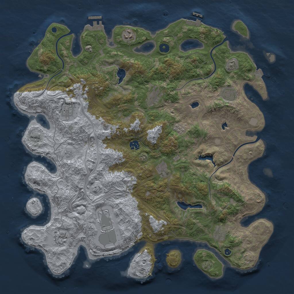 Rust Map: Procedural Map, Size: 4500, Seed: 1335498985, 16 Monuments