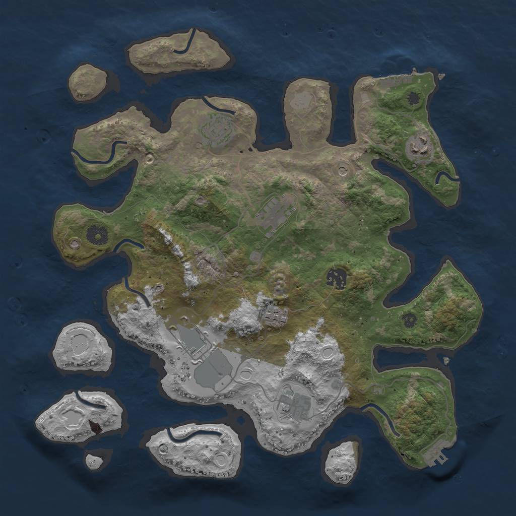 Rust Map: Procedural Map, Size: 3600, Seed: 374748, 15 Monuments