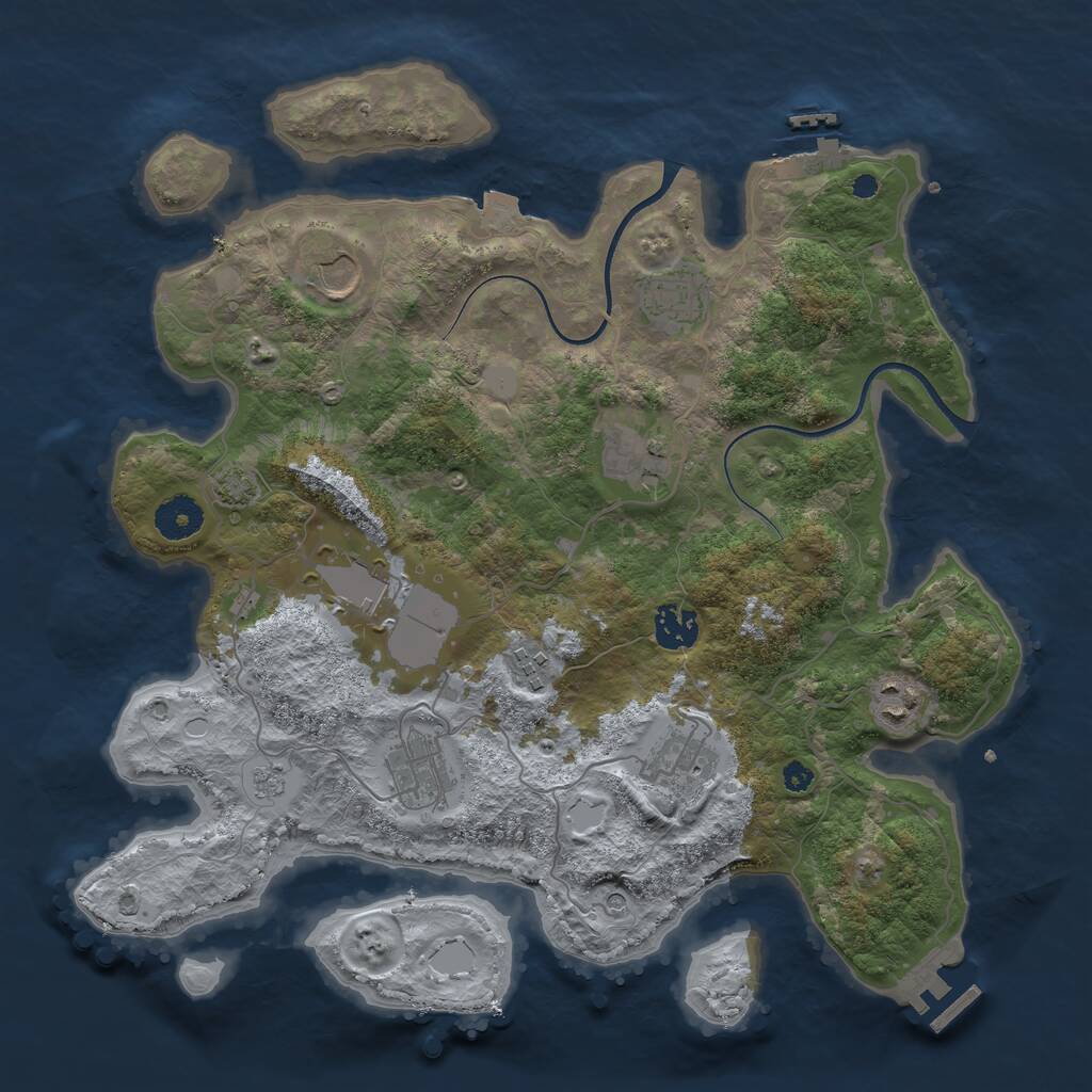 Rust Map: Procedural Map, Size: 3600, Seed: 374748, 15 Monuments