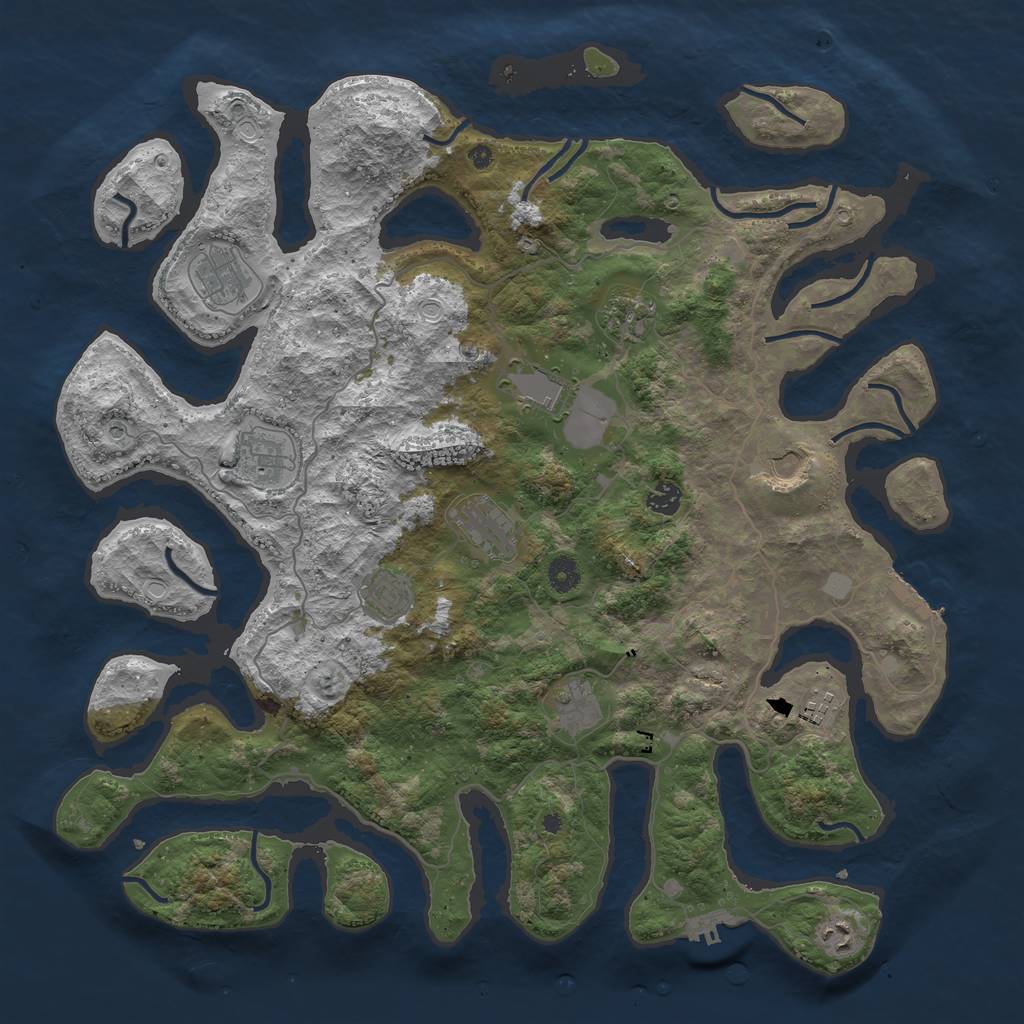 Rust Map: Procedural Map, Size: 4500, Seed: 48452978, 19 Monuments