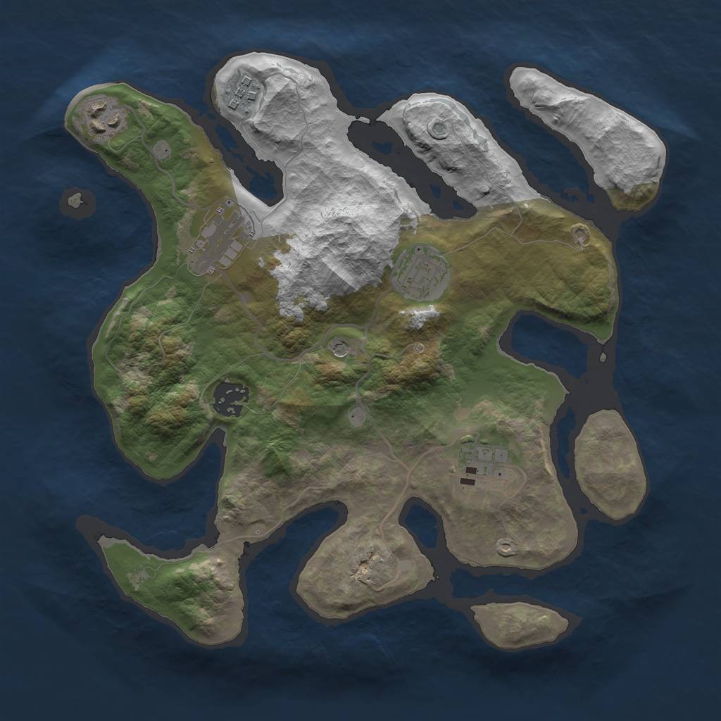 Rust Map: Barren, Size: 3000, Seed: 862976488, 9 Monuments