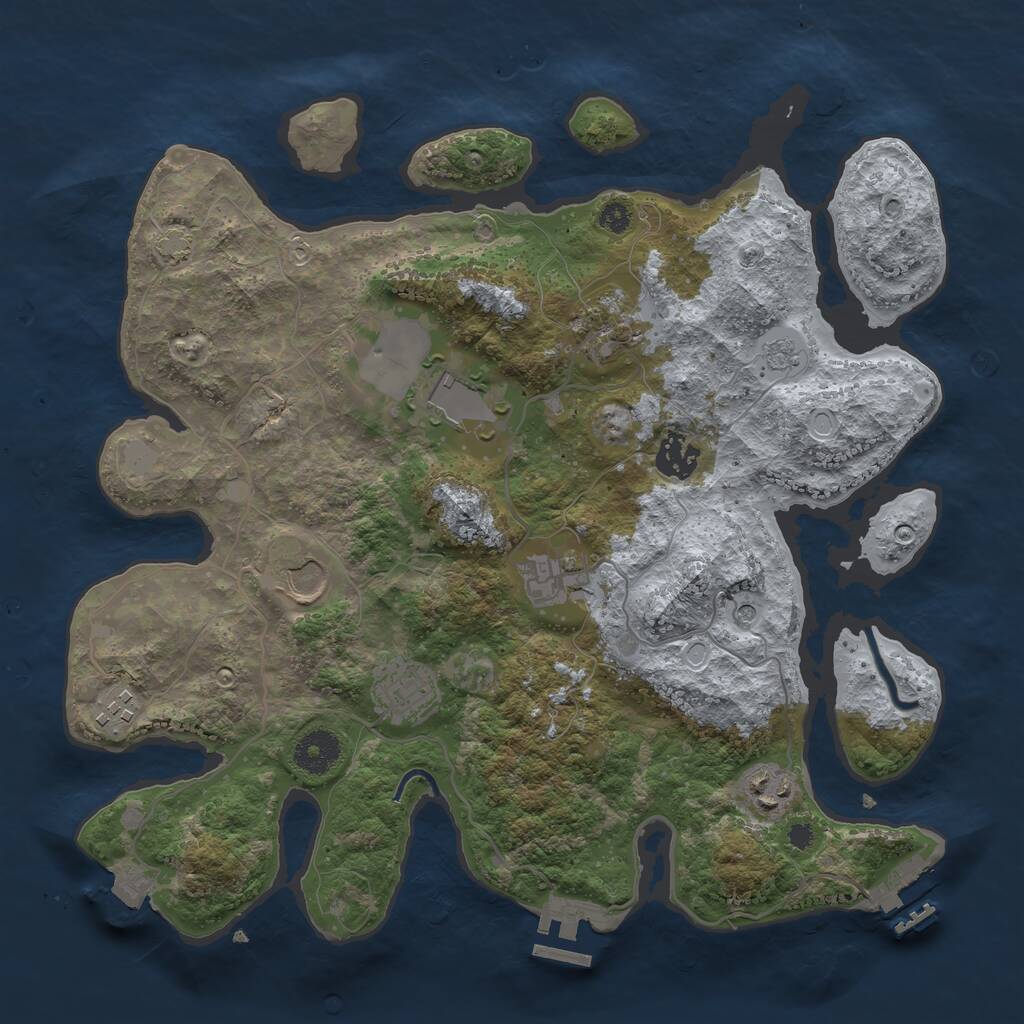 Rust Map: Procedural Map, Size: 3500, Seed: 2088004819, 14 Monuments