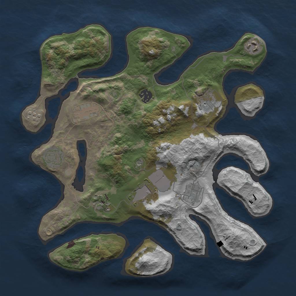 Rust Map: Barren, Size: 3500, Seed: 78, 12 Monuments