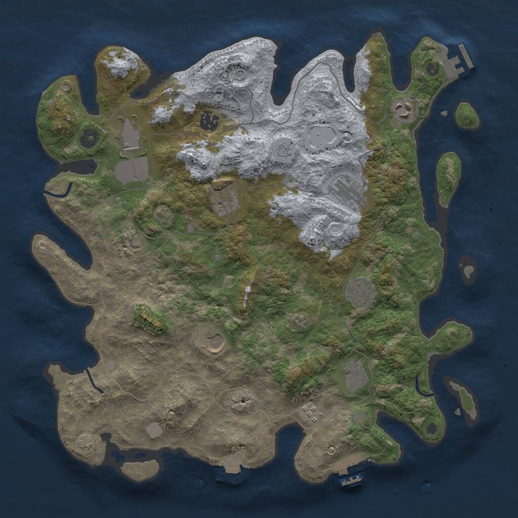 Rust Map: Procedural Map, Size: 4000, Seed: 2563, 16 Monuments