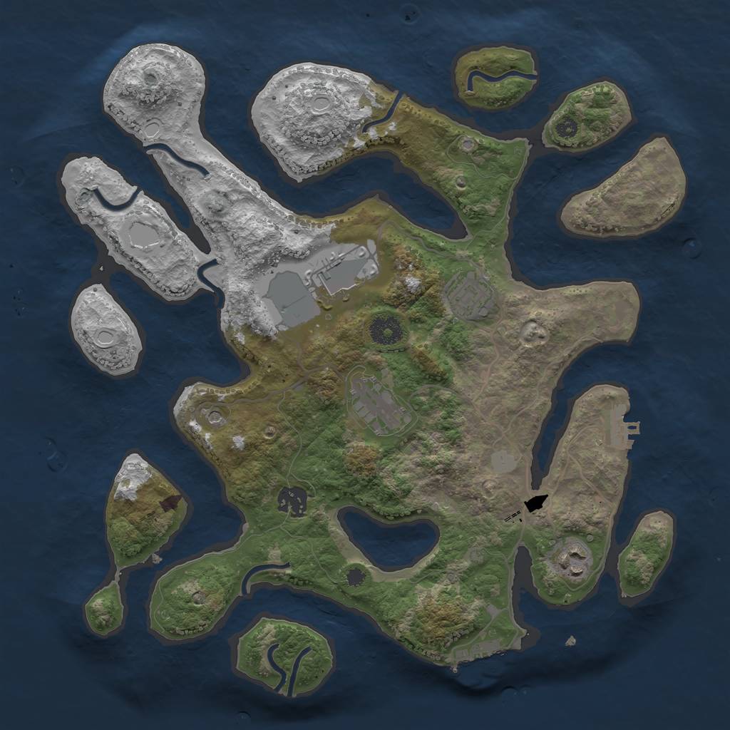 Rust Map: Procedural Map, Size: 3500, Seed: 1496539578, 13 Monuments