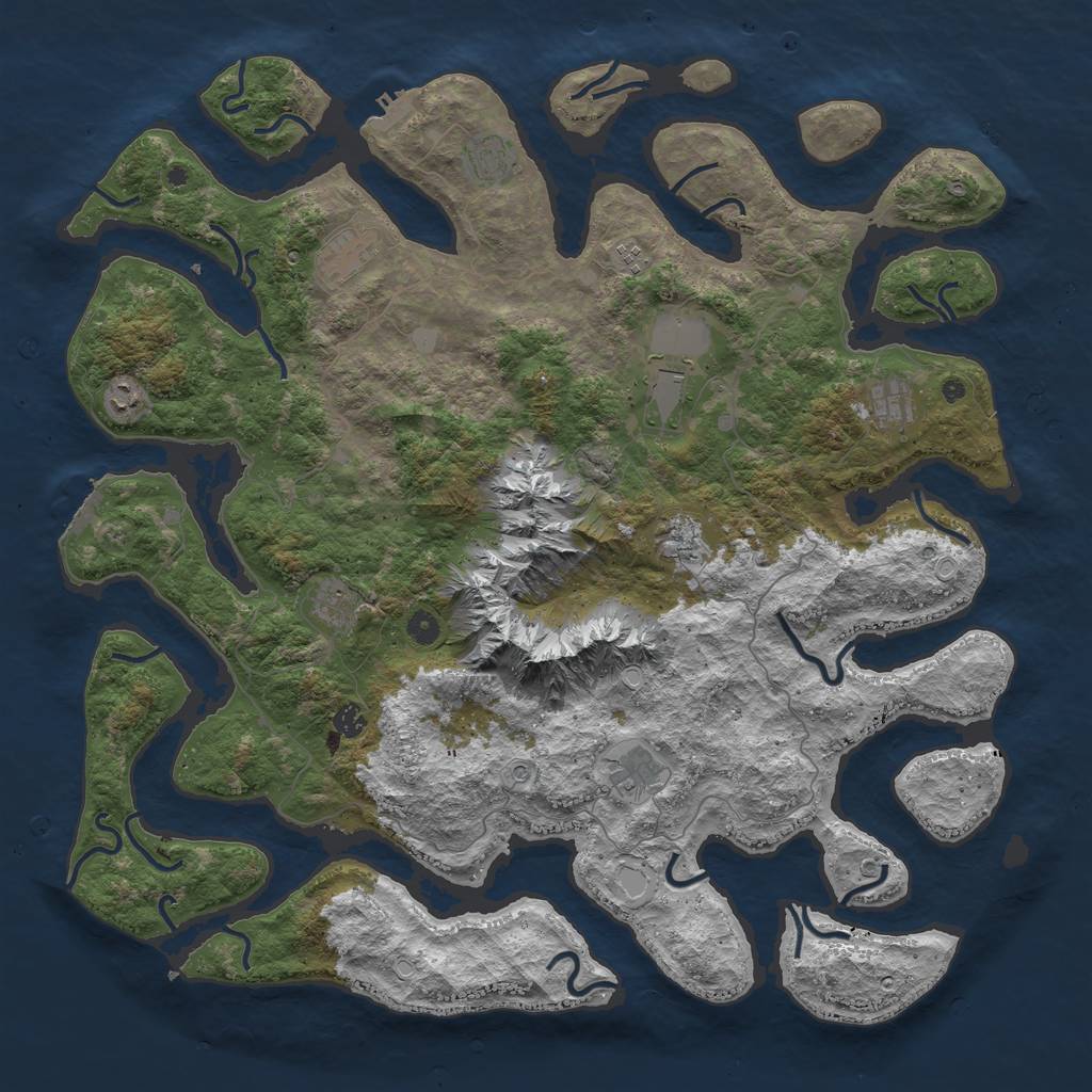 Rust Map: Procedural Map, Size: 5000, Seed: 174830, 18 Monuments