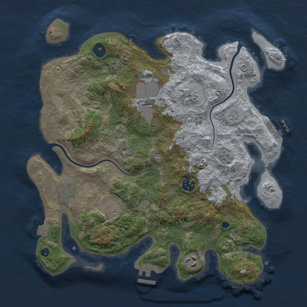 Rust Map: Procedural Map, Size: 3500, Seed: 1676060965, 13 Monuments