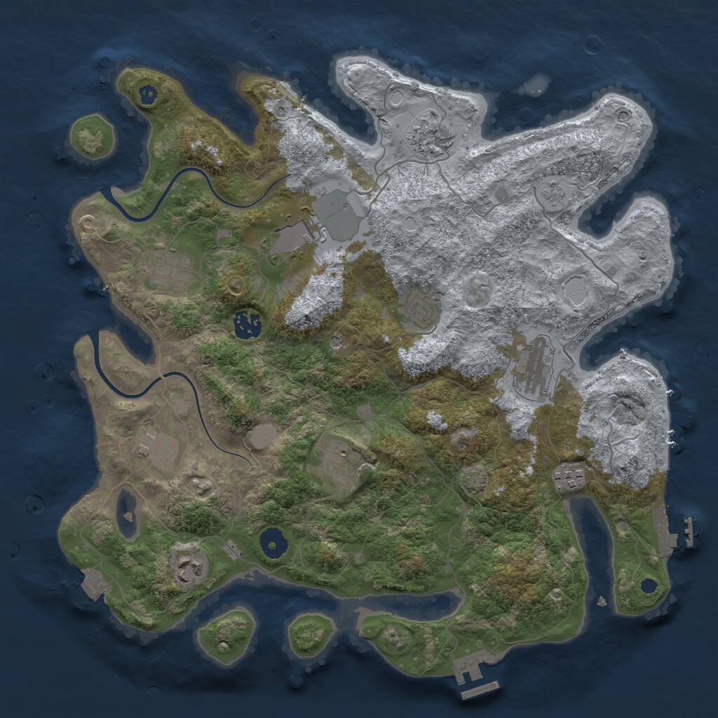 Rust Map: Procedural Map, Size: 3750, Seed: 105095230, 16 Monuments