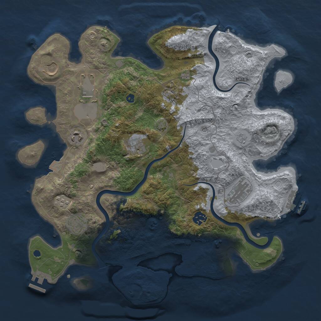 Rust Map: Procedural Map, Size: 3700, Seed: 1595489023, 15 Monuments