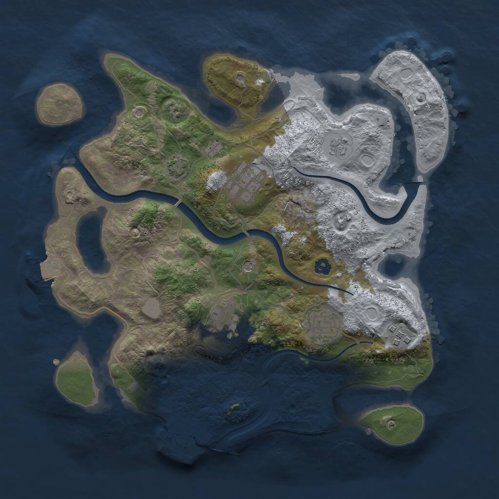 Rust Map: Procedural Map, Size: 3000, Seed: 6738876, 9 Monuments