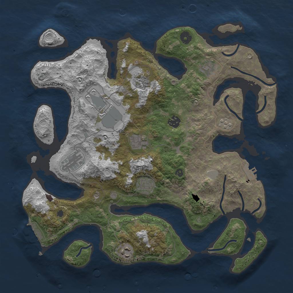 Rust Map: Procedural Map, Size: 3700, Seed: 516395738, 17 Monuments