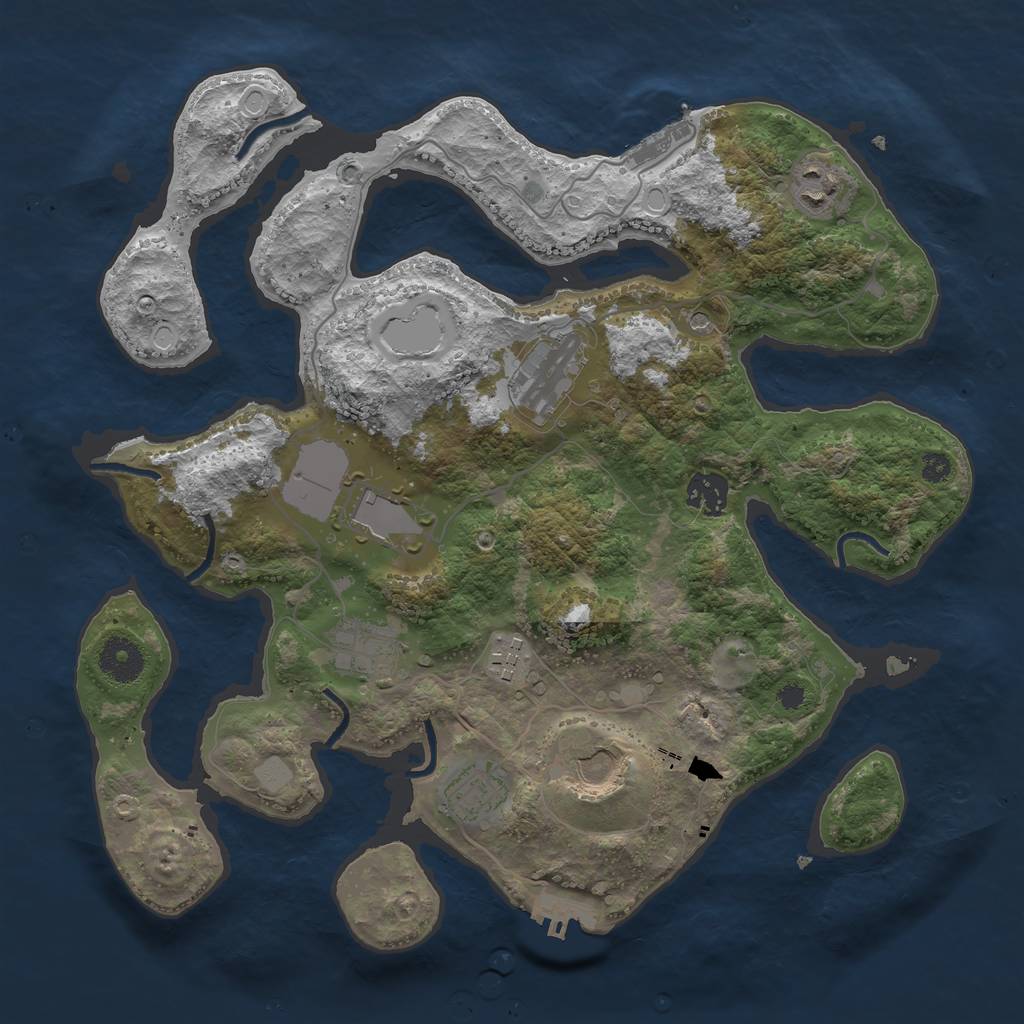 Rust Map: Procedural Map, Size: 3500, Seed: 8580921, 16 Monuments