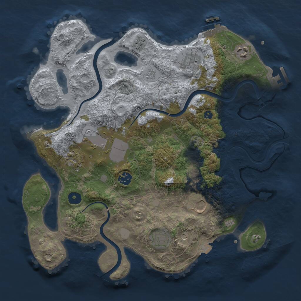 Rust Map: Procedural Map, Size: 3500, Seed: 8580921, 14 Monuments