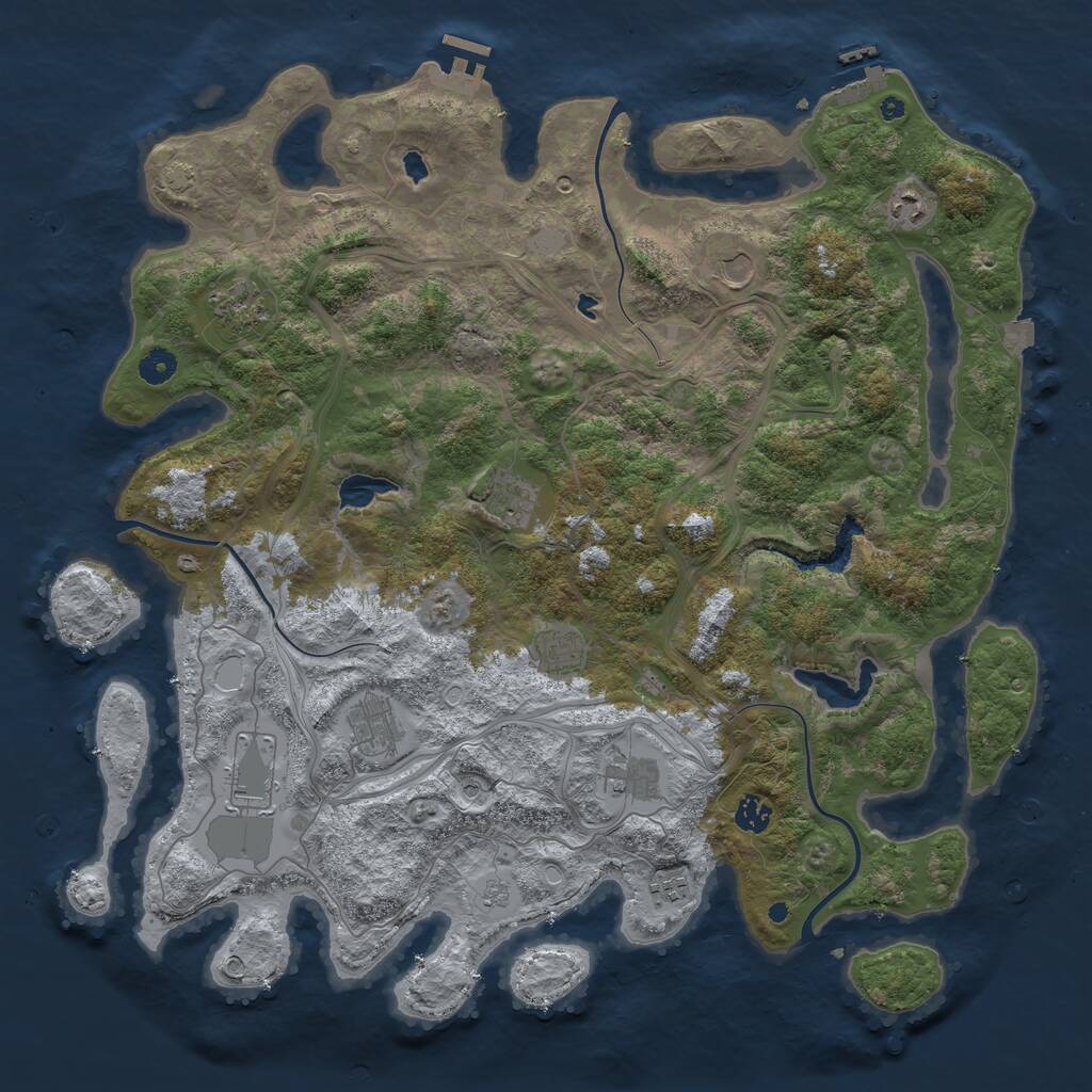 Rust Map: Procedural Map, Size: 4500, Seed: 1377471899, 16 Monuments